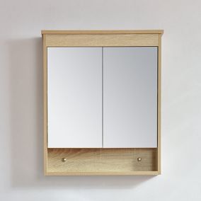 Armoire de toilette bloc-miroir 60 cm TYPO finition melamine chêne 54 cm