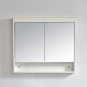Armoire de toilette bloc-miroir 80 cm TYPO finition mélaminé blanc 74.4 cm