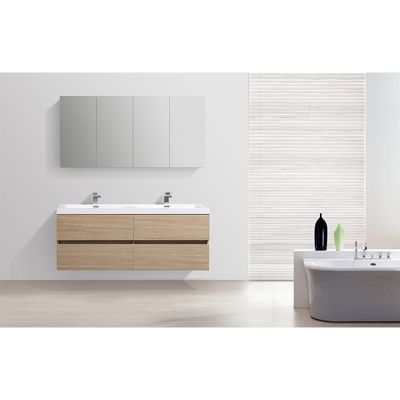 Armoire de toilette bloc-miroir SIENA largeur 144 cm chêne clair texture