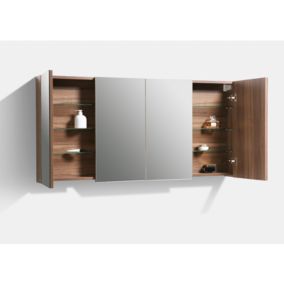 Armoire de toilette bloc-miroir SIENA largeur 144 cm noyer