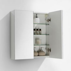 Armoire de toilette bloc-miroir SIENA largeur 60 cm blanc laqué