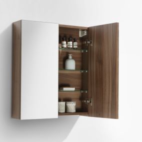 Armoire de toilette bloc-miroir SIENA largeur 60 cm noyer