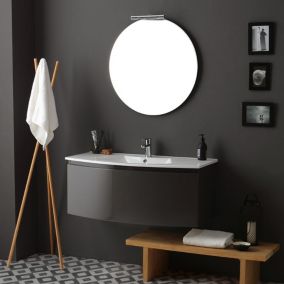 Armoire de toilette courbÉe 102 cm gris ardoise brillant miroir rond - riva