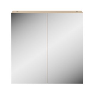 Armoire de toilette effet chêne et 2 portes miroir l.55 x H.54 xP.14,6 cm, Opah