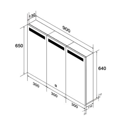 Armoire de toilette en Acier Inoxydable SIRHONA Miroir double 90x65 cm Interrupteur tactile LED + Prise rasoir + Grand rangement