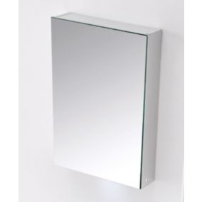 Armoire de toilette en aluminium 1 porte, miroir intérieur et extérieur, 50 x 66 x 12,7cm, G500