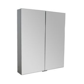 Armoire de toilette en aluminium 2 portes, miroir intérieur et extérieur, 60 x 70,3 x 12,6cm, G600