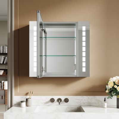 Armoire de toilette en aluminium LED 650 x 600 x 130mm SIRHONA Meuble de rangement pour salle de bain Smart Interrupteurs tactiles