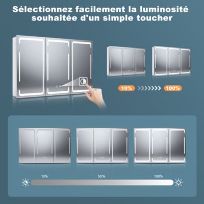 DICTAC Armoire Murale Salle de Bain. avec 3 Portes et Miroirs. 2 Niveaux. tagres Hauteur Rglable