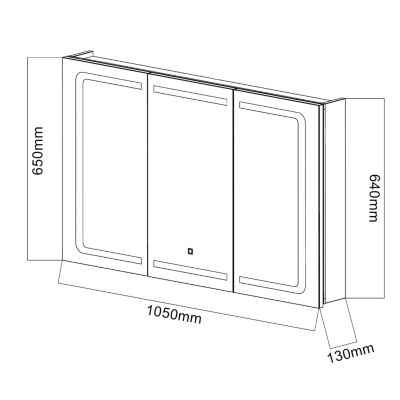 Armoire de toilette miroir acier inox 105x65cm LED tactile prise SIRHONA