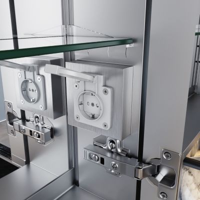 Armoire de toilette miroir aluminium 65x65cm LED tactile anti-buée prise SIRHONA