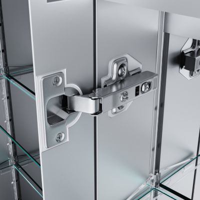 Armoire de toilette miroir aluminium 65x65cm LED tactile anti-buée prise SIRHONA