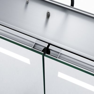 Armoire de toilette miroir aluminium 65x65cm LED tactile anti-buée prise SIRHONA