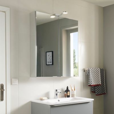 Armoire de toilette miroir l.80 x H.90 x P.15 cm, GoodHome Imandra