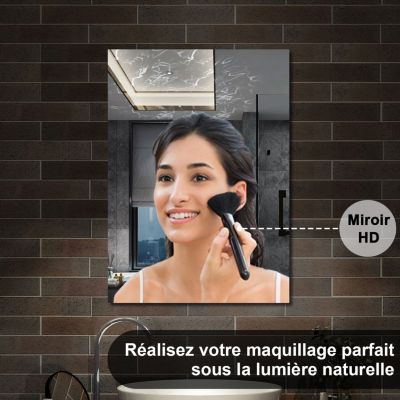Armoire de Toilette Mural avec Miroir et Rangement - Moderne, Chêne, 50x70 cm, AICA Sanitaire