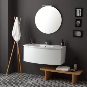 Armoire de toilette suspendue 102 cm laquÉ blanc avec miroir rond - riva