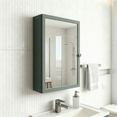 Armoire de toilette vert mat l.50 x H.70 x P.15 cm, GoodHome Perma