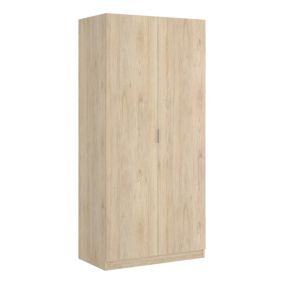 Armoire Deder, Cintre pour chambre à coucher, Armoire avec 2 portes battantes, 81x52h184 cm, Chêne