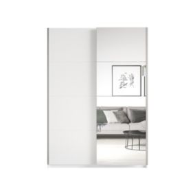 Armoire design 120cm. 2 portes avec miroirs modulables. Couleur blanc mat. Collection EOS