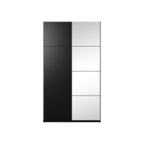 Armoire design 120cm. 2 portes avec miroirs modulables. Couleur noir mat. Collection EOS