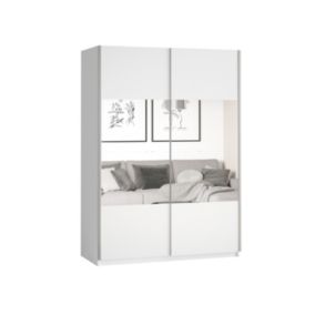 Armoire design 150cm. 2 portes avec miroirs modulables. Couleur blanc mat. Collection EOS