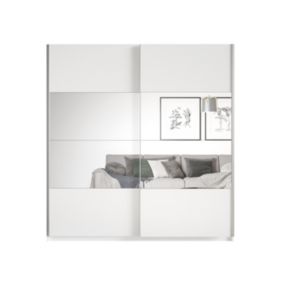 Armoire design 180cm. 2 portes avec miroirs modulables. Couleur blanc mat. Collection EOS