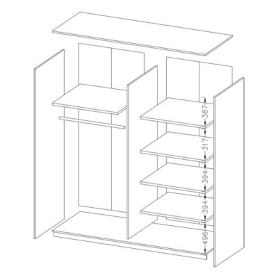 Armoire design 180cm. 2 portes avec miroirs modulables. Couleur blanc mat. Collection EOS