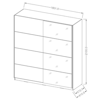 Armoire design 180cm. 2 portes avec miroirs modulables. Couleur blanc mat. Collection EOS
