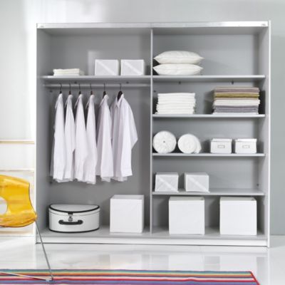 Armoire design 180cm. 2 portes avec miroirs modulables. Couleur blanc mat. Collection EOS