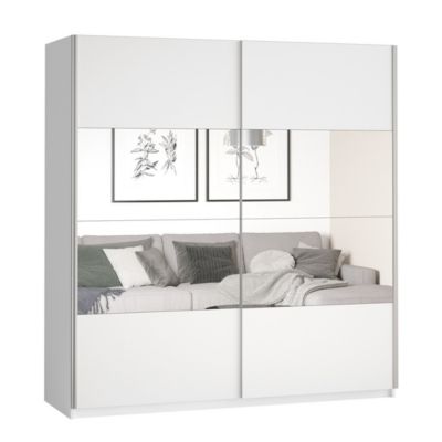 Armoire design 180cm. 2 portes avec miroirs modulables. Couleur blanc mat. Collection EOS