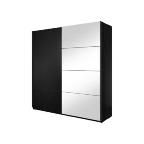 Armoire design 180cm. 2 portes avec miroirs modulables. Couleur noir mat. Collection EOS