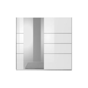 Armoire design 2 portes 200 cm avec miroir. Couleur blanc brillant. Collection EOS