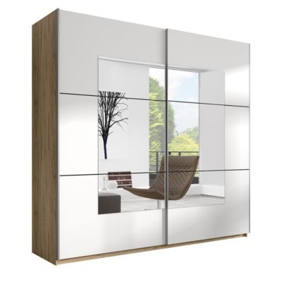 Armoire design 2 portes 200cm couleur chene clair et blanc. Collection EOS