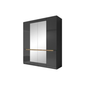 Armoire design 4 portes et 2 miroirs couleur grise finitions glossy - LUCIA