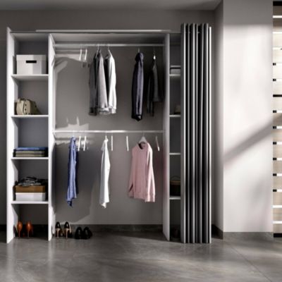 Armoire Dgond, Structure pour dressing, Cintre ouvert extensible, 180x50h205 cm, Blanc et Gris