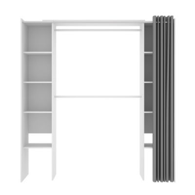 Armoire Dgond, Structure pour dressing, Cintre ouvert extensible, 180x50h205 cm, Blanc et Gris