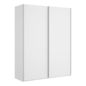 Armoire Dlazovi, Cintre pour chambre à coucher, Armoire avec 2 portes coulissantes, 150x65h204 cm, Blanc