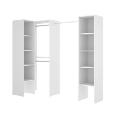 Armoire Dluvumb, Structure pour dressing d'angle, Cintre d'angle ouvert, 226x79h186 cm, Blanc