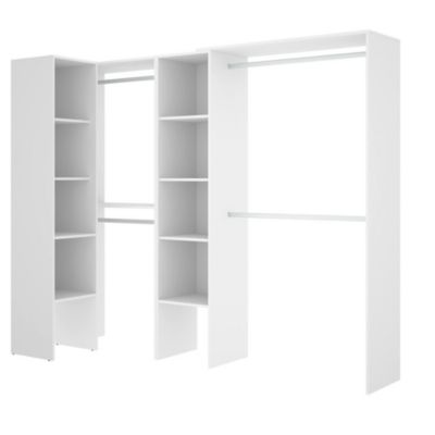 Armoire Dmagrin, Structure pour dressing d'angle, Cintre d'angle ouvert, 228x79h187 cm, Blanc