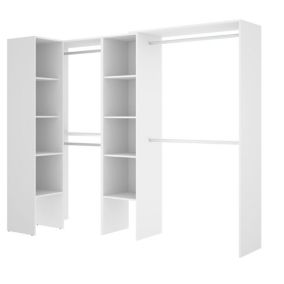 Armoire Dmagrin, Structure pour dressing d'angle, Cintre d'angle ouvert, 228x79h187 cm, Blanc