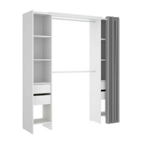 Armoire Dmanari, Structure pour dressing, Cintre ouvert, 180x50h205 cm, Blanc et Gris