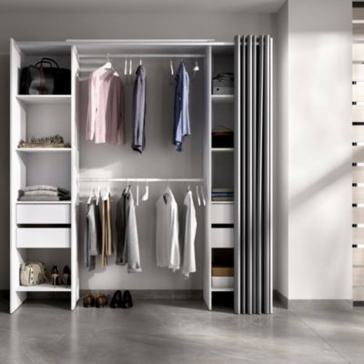 Armoire Dmanari, Structure pour dressing, Cintre ouvert, 180x50h205 cm, Blanc et Gris