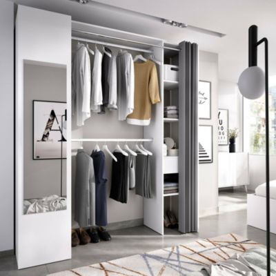 Armoire Dmancin, Structure pour dressing, Cintre ouvert, 177x52h205 cm, Blanc et Anthracite