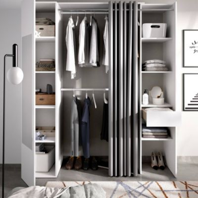 Armoire Dmancin, Structure pour dressing, Cintre ouvert, 177x52h205 cm, Blanc et Anthracite