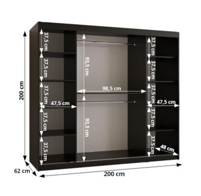 Armoire Dome a portes coulissantes H. 200 x L. 200 x P. 62 2 portes