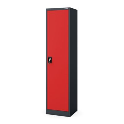 Armoire à dossiers à serrure, anthracite et rouge : ALEX 450 x 1850 x 400 mm