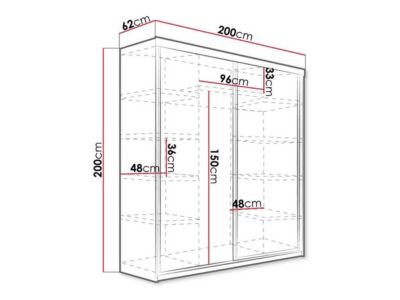 Armoire Dover 106, Nombre d'étagères: 9, 200x200x62cm