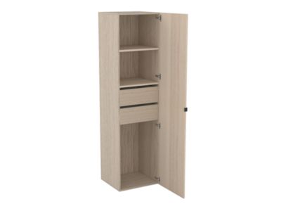 Armoire effet chêne 2 tiroirs GoodHome Atomia H. 187,5 x L. 50 x P. 45 cm