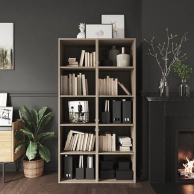Armoire effet chêne 6 portes blanches GoodHome Atomia H. 187,5 x L. 100 x P. 47 cm