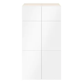 Armoire effet chêne 6 portes blanches GoodHome Atomia H. 187,5 x L. 100 x P. 47 cm